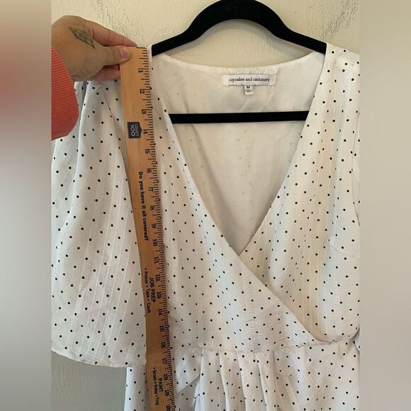 Cupcakes & Cashmere Estrella white and black polka dot dress size M - Picture 7 of 12